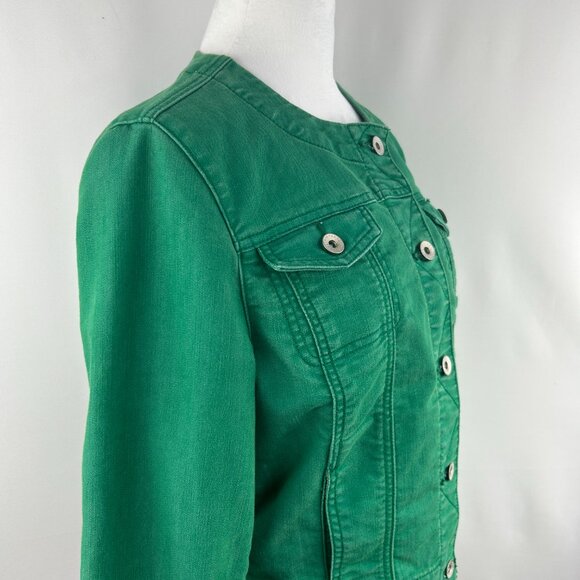 Tristan Casual Chic Emerald Green Denim Jacket - Large - Picture 7 of 10